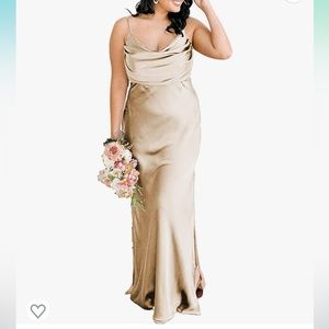 Satin cowl neck formal dress